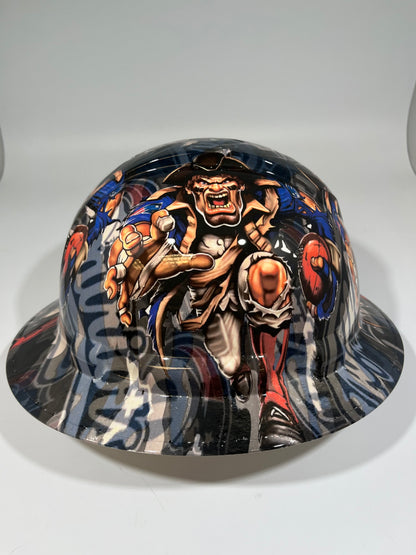Full Brim Hard Hat Custom Hydro Dipped New England Patriots Fat Head
