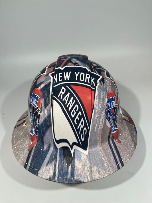 Full Brim Hard Hat Hydro Dipped New York Rangers