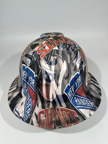 Full Brim Hard Hat Hydro Dipped New York Teams