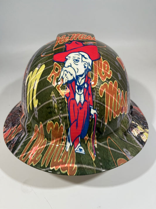 Full Brim Hard Hat Hydro Dipped OLE MISS
