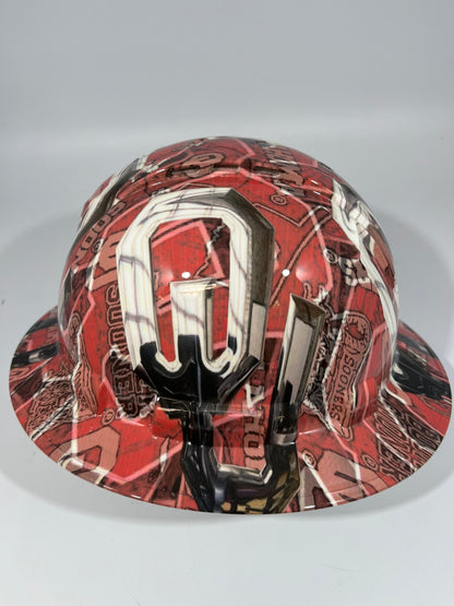 Full Brim Hard Hat Hydro Dipped Oklahoma Sooners