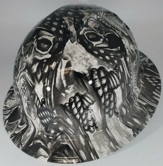Full Brim Hard Hat Hydro Dipped BRAIN DEAD SKULLS
