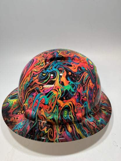 Full Brim Hard Hat Hydro Dipped PSYCHEDELIC SCREAMING DEMON