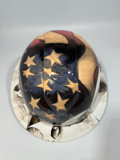 Full Brim Hard Hat Hydro Dipped Rip Tear American Flag