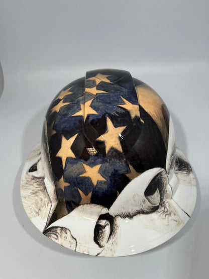Full Brim Hard Hat Hydro Dipped Rip Tear American Flag