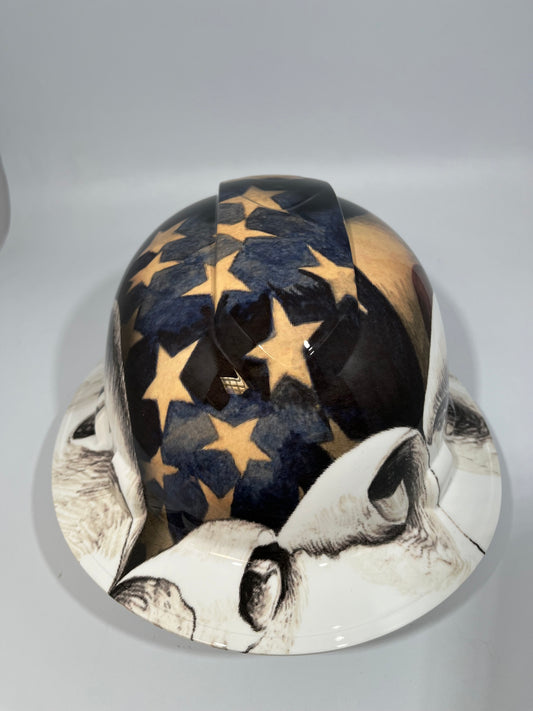 Full Brim Hard Hat Hydro Dipped Rip Tear American Flag