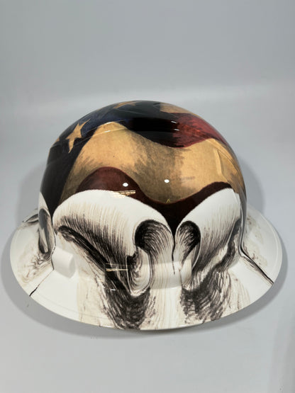 Full Brim Hard Hat Hydro Dipped Rip Tear American Flag