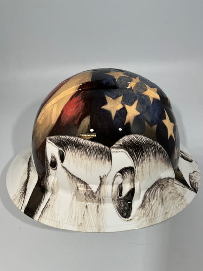 Full Brim Hard Hat Hydro Dipped Rip Tear American Flag