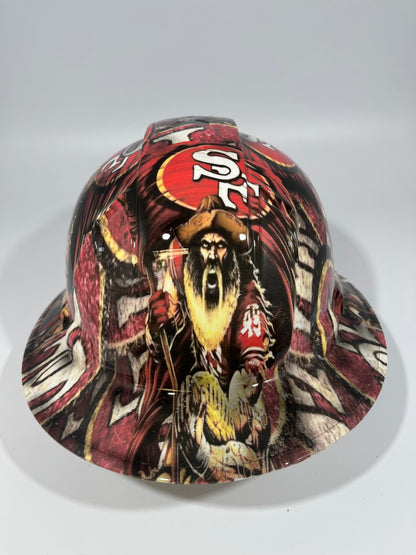 Full Brim Hard Hat Custom Hydro Dipped SAN FRANCISCO 49ER'S Fat Hed