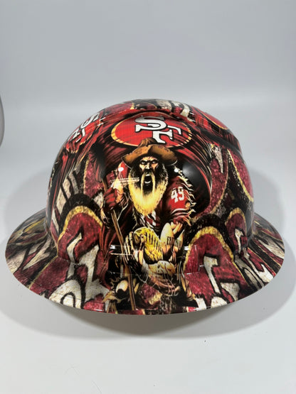Full Brim Hard Hat Custom Hydro Dipped SAN FRANCISCO 49ER'S Fat Hed