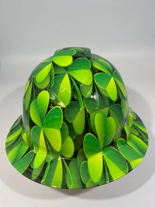 Full Brim Hard Hat Hydro Dipped ST PATRICKS DAY IRISH CLOVERS