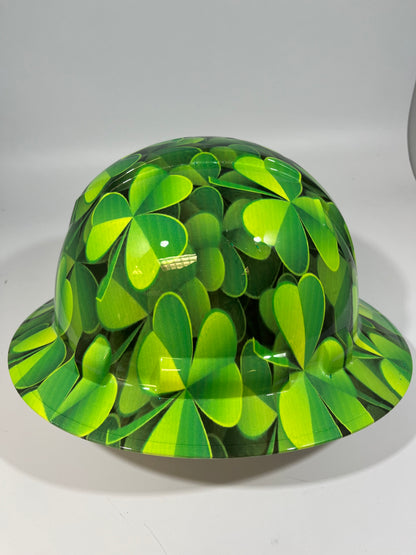 Full Brim Hard Hat Hydro Dipped ST PATRICKS DAY IRISH CLOVERS