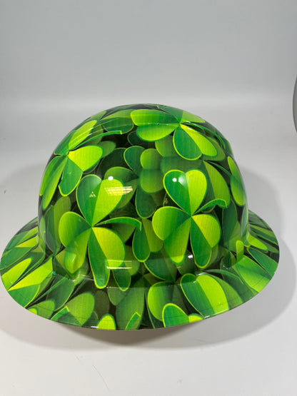 Full Brim Hard Hat Hydro Dipped ST PATRICKS DAY IRISH CLOVERS