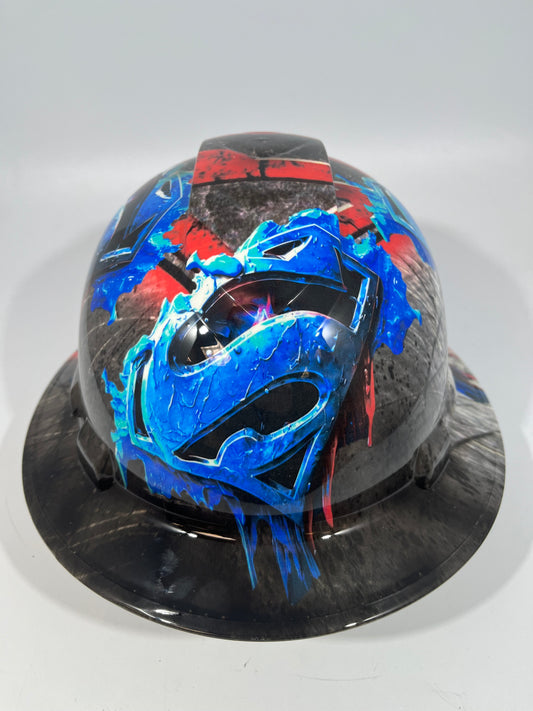 Full Brim Hard Hat Hydro Dipped Superman