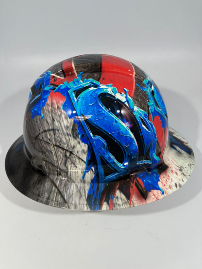 Full Brim Hard Hat Hydro Dipped Superman