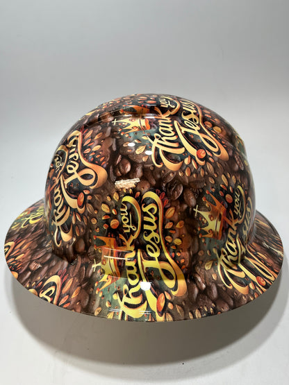 Full Brim Hard Hat Hydro Dipped THANK YOU JESUS