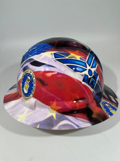 Full Brim Hard Hat Hydro Dipped USAF US AIR FORCE VETERAN