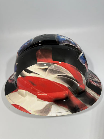 Full Brim Hard Hat Hydro Dipped Uncle Sam American Flag Skull