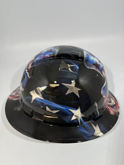 Full Brim Hard Hat Hydro Dipped Uncle Sam American Flag Skull