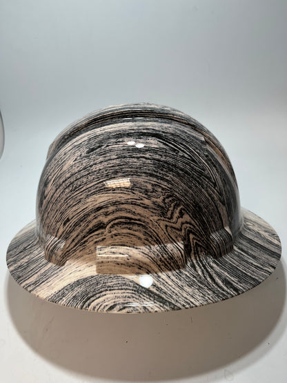 Full Brim Hard Hat Hydro Dipped WHITE WASHED WALNUT WOOD GRAIN