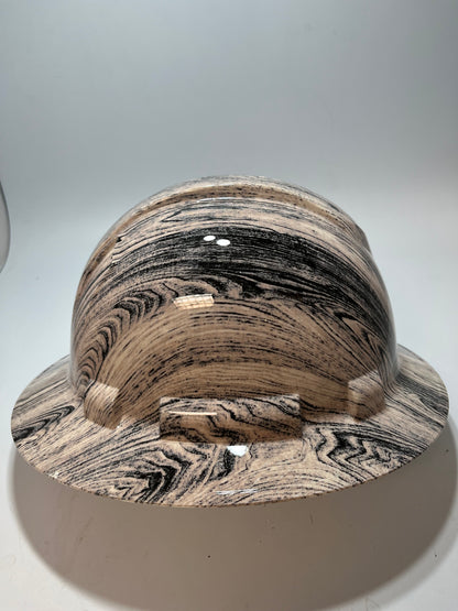 Full Brim Hard Hat Hydro Dipped WHITE WASHED WALNUT WOOD GRAIN