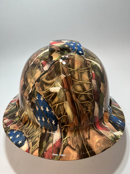 Full Brim Hard Hat Hydro Dipped American Soldier