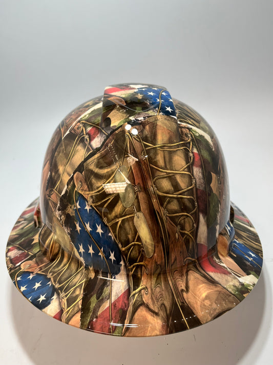 Full Brim Hard Hat Hydro Dipped American Soldier