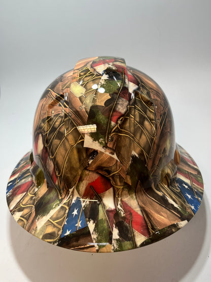 Full Brim Hard Hat Hydro Dipped American Soldier