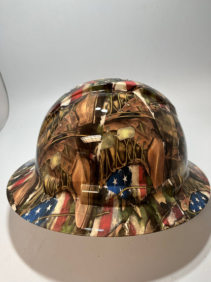 Full Brim Hard Hat Hydro Dipped American Soldier