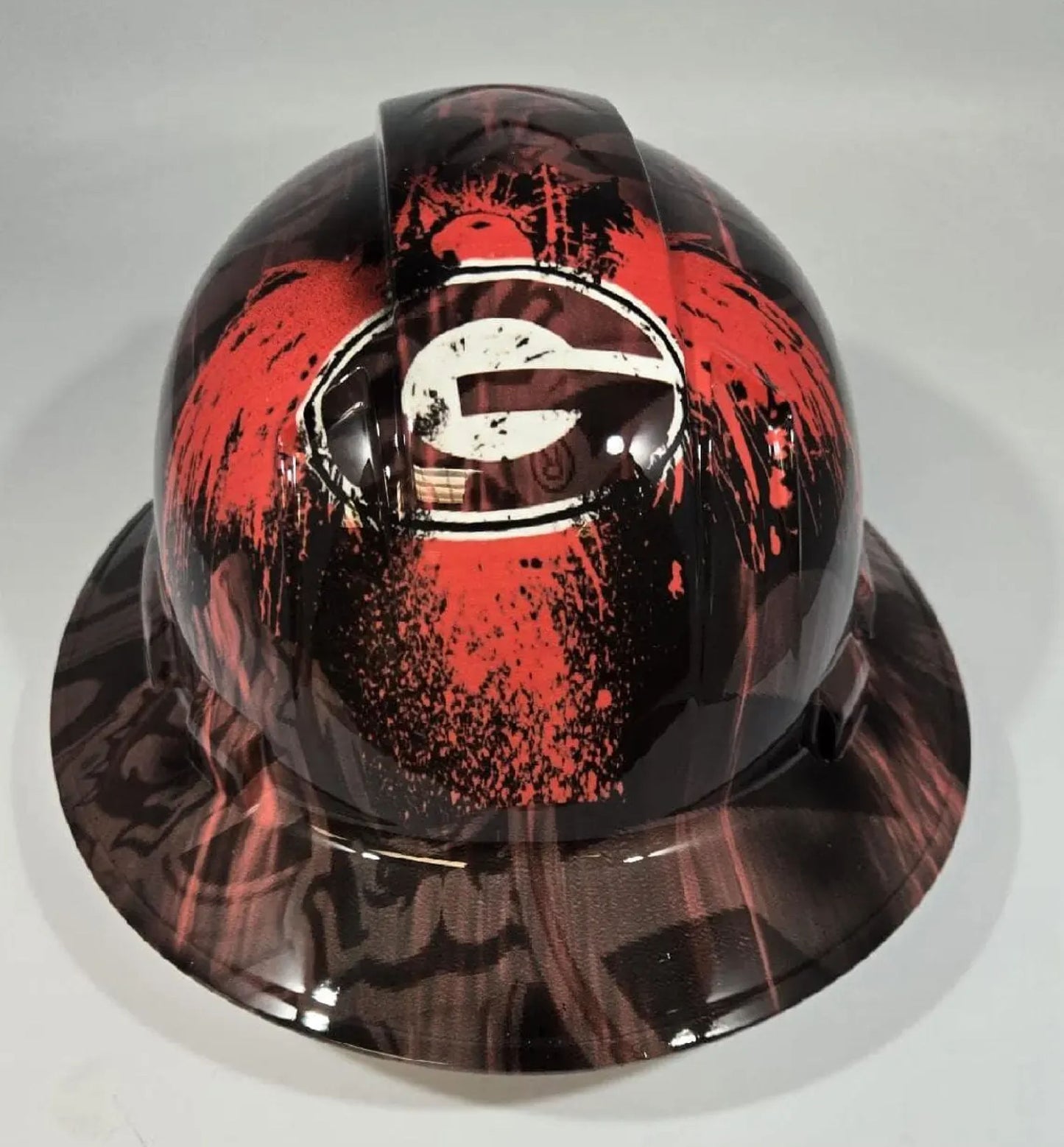 Full Brim Hard Hat Hydro Dipped GEORGIA BULLDOGS