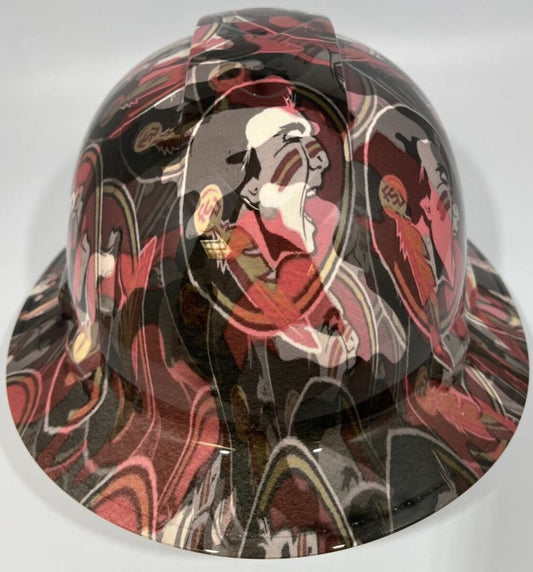 Full Brim Hard Hat Custom Hydro Dipped FSU FLORIDA STATE SEMINOLES