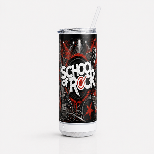 School of Rock Northern Kentucky 20oz speaker fundraiser tumbler with white speaker
