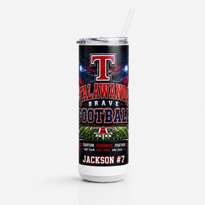 Talawanda Brave Football 20oz speaker tumbler personalized Jackson number 7
