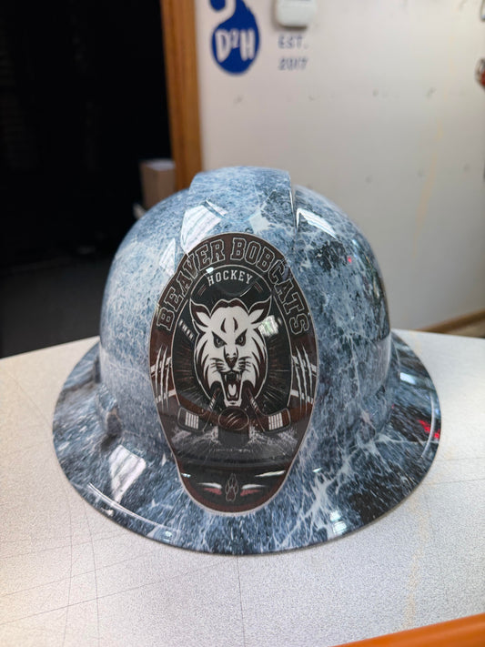 Full Brim Hard Hat Hydro Dipped BEAVER BOBCATS