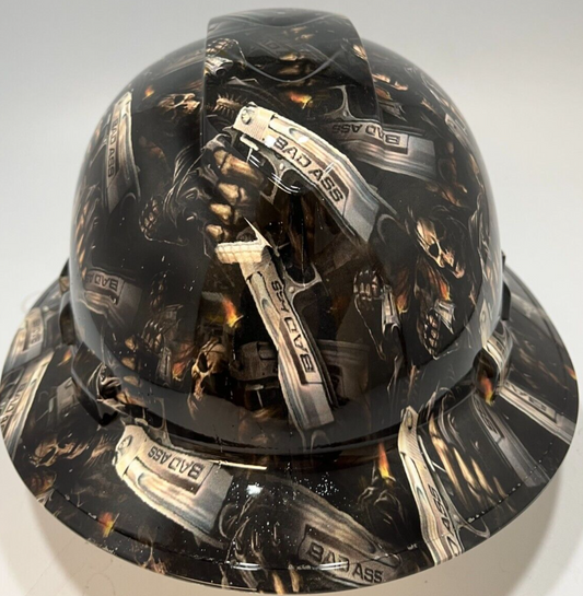 New Full Brim Hard Hat Custom Hydro Dipped BAD ASS REAPER