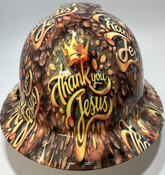 New Full Brim Hard Hat Custom Hydro Dipped THANK YOU JESUS