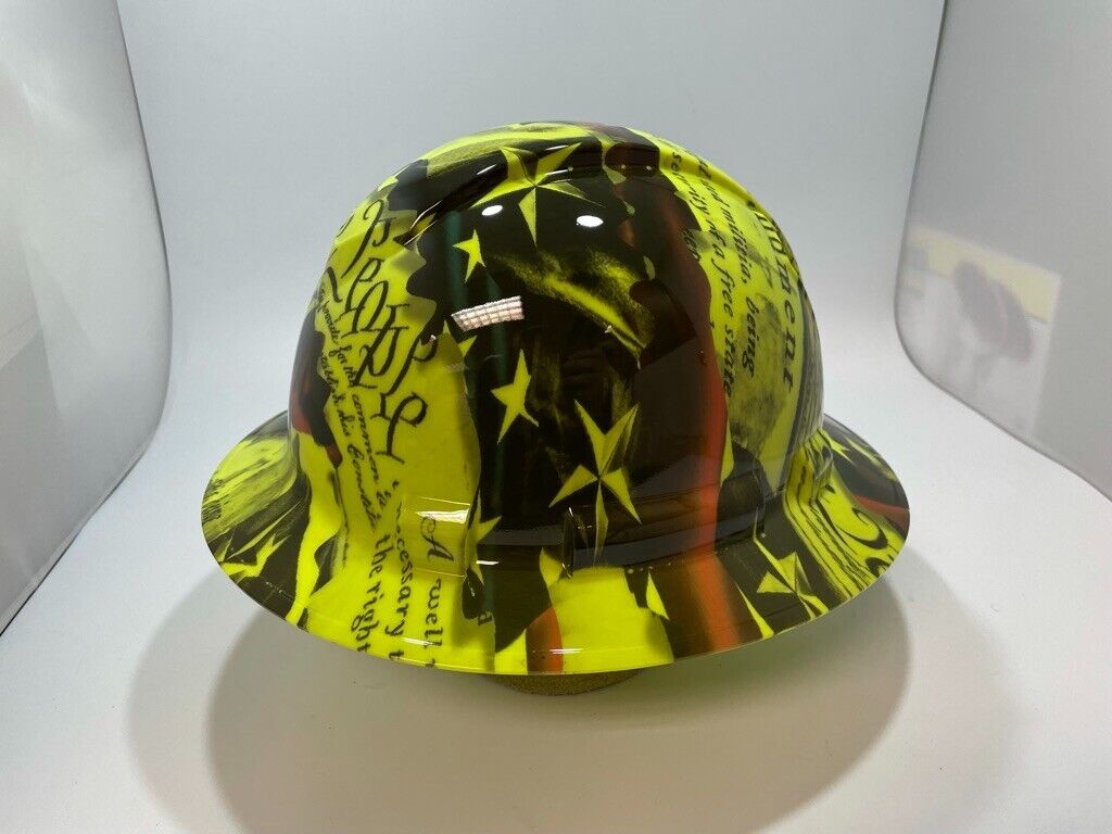 Bad ass hardhat with  hydro dipped flag design 