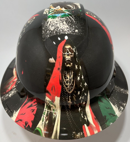 New Full Brim Hard Hat Custom Hydro Dipped BAD ASS MEXICAN AMERICAN