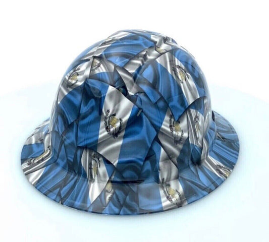 Bad ass hardhat with  hydro dipped flag design 