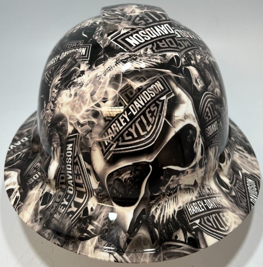 New Full Brim Hard Hat Custom Hydro Dipped HARLEY DAVIDSON SKULLS